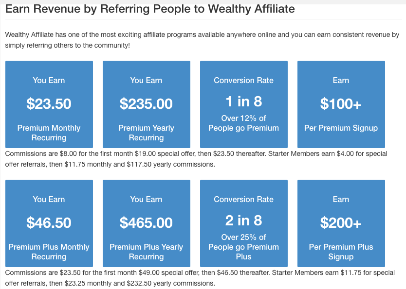 Wealthy Affiliate Affiliate Marketing Program revenue